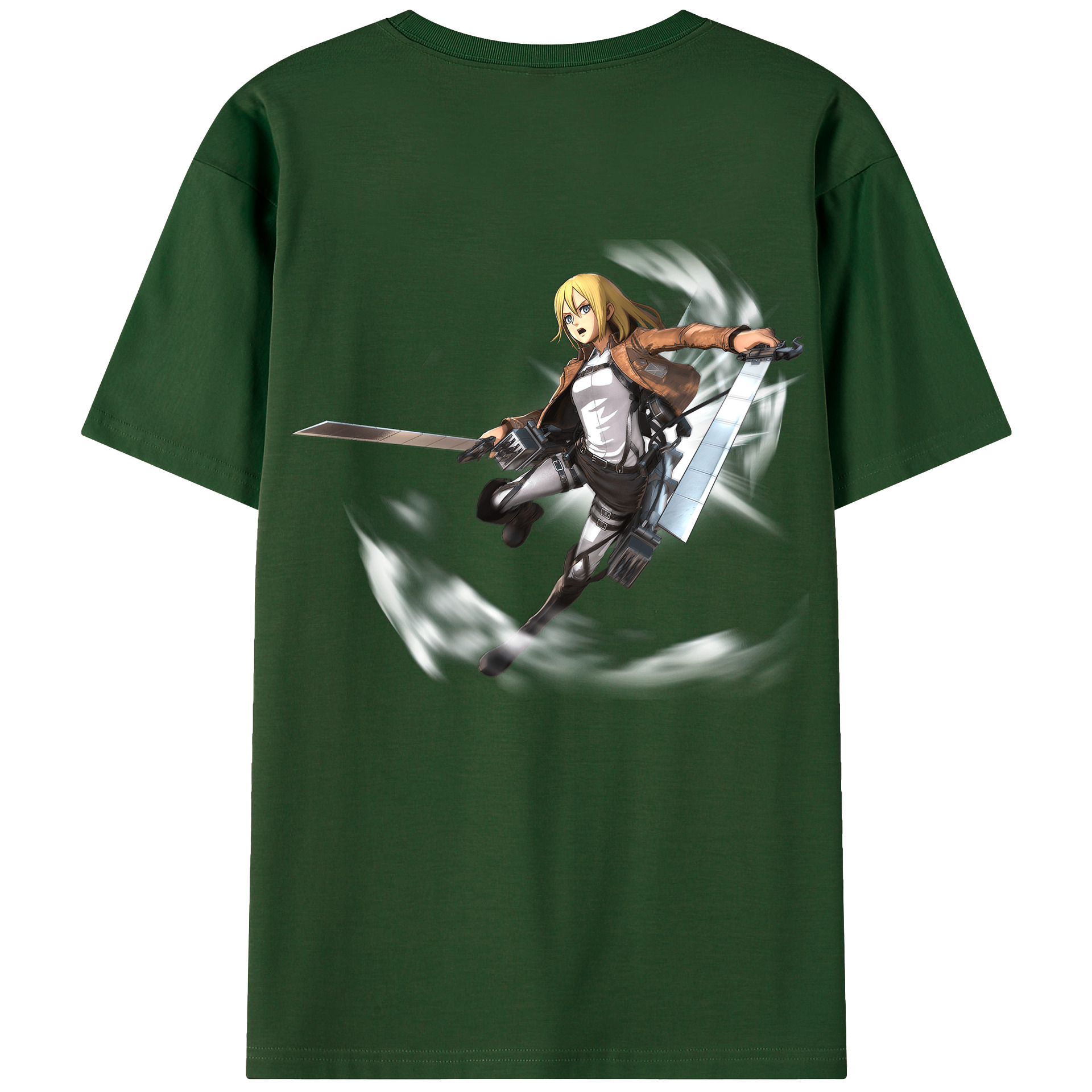 （画像用） 進撃の巨人 クリスタ·レンズ Attack on Titan Christa Lenz 綿100％半袖Tシャツ（背面プリント）